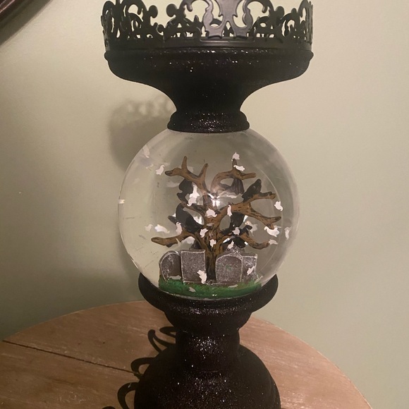 Bath and Body Works Cemetery Pedestal 3 wick candle holder water globe NEW w/BOX - Picture 4 of 11